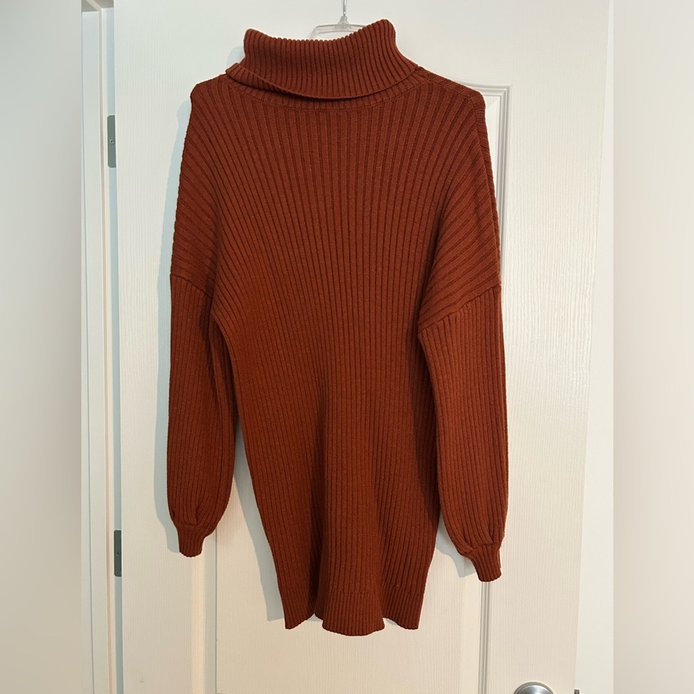Amazon Women's Cowl Neck Sweater in burnt orange